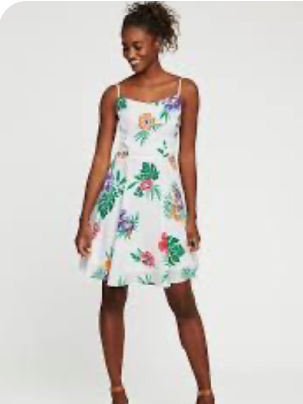 NWT Old Navy Fit & Flare Green/White Floral Cami Dress Size Large